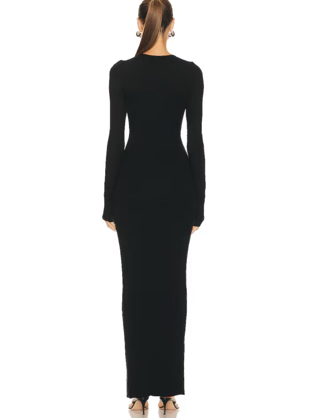 Eterne Long Sleeve Crewneck Maxi Dress in Black - Picture 3 of 7